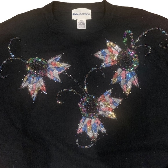 Vintage 80’s Wool/Angora Beaded and Sequin “Fireworks” Sweater by Impromptu - Picture 2 of 11